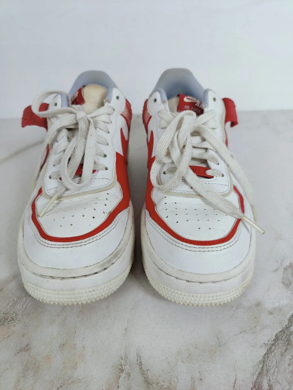 Nike Women's Air Force 1 Low Shadow 'Red Cracked Leather' Sneakers, 7.5